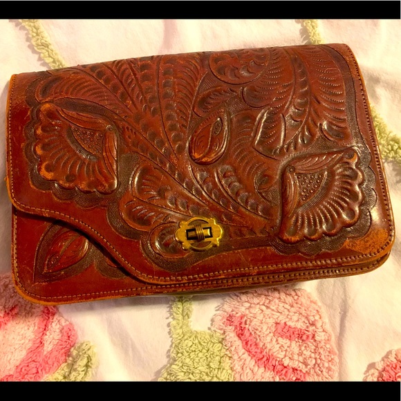 Handbags - Vintage Tooled Leather Bag